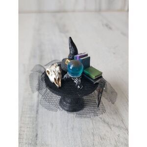 Miniature witches table crystal ball bones books Halloween prop decor